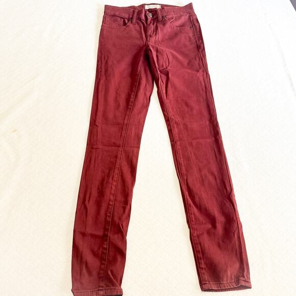 Madewell Skinny Skinny Burgundy Denim Jeans Colored Pants Size 24 - Picture 2 of 7